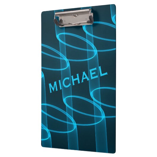 Cool Luminous Blue Wave Pattern, speciaal geperson Klembord (Links)