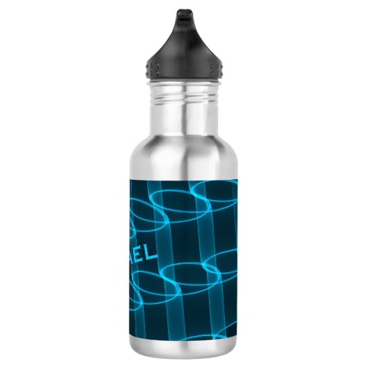 Cool Luminous Blue Wave Pattern, speciaal geperson Waterfles (Rechts)