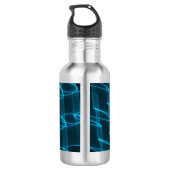 Cool Luminous Blue Wave Pattern, speciaal geperson Waterfles (Achterkant)
