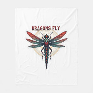 Cool Machined Steampunk Dragonfly - Draken Vliegen Fleece Deken