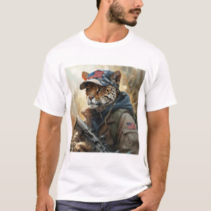 Cool MAGA Big Cat met Pistool & Camouflage JAGUAR T-shirt