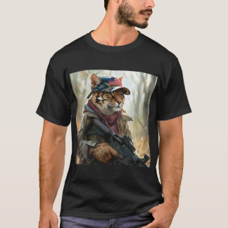 Cool MAGA Big Cat met Pistool en camouflage AMERIC T-shirt
