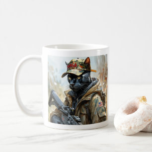 Cool MAGA Cat met Pistool & Camouflage BLACK PANTH Koffiemok