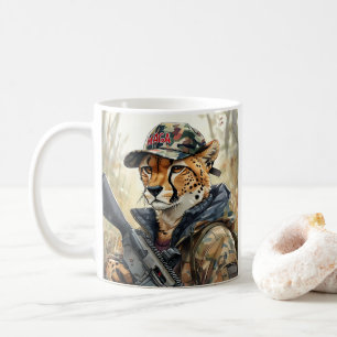 Cool MAGA Cat met Pistool & Camouflage CHEETAH Koffiemok