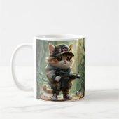 Cool MAGA Cat met Pistool en camouflage Schattige- Koffiemok (Links)