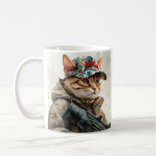 Cool MAGA Cat met Pistool en camouflage Schattige- Koffiemok