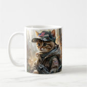Cool MAGA Cat met Pistool en camouflage Schattige- Koffiemok (Links)