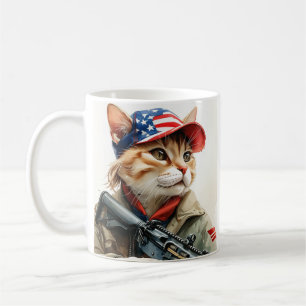 Cool MAGA Cat met Pistool en camouflage Schattige- Koffiemok