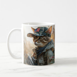 Cool MAGA Cat met Pistool en camouflage Schattige- Koffiemok
