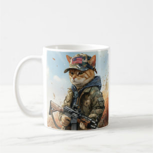 Cool MAGA Cat met Pistool en camouflage Schattige- Koffiemok
