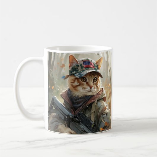 Cool MAGA Cat met Pistool en camouflage Schattige- Koffiemok (Links)