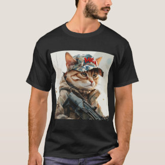 Cool MAGA Cat met Pistool en camouflage Schattige T-shirt