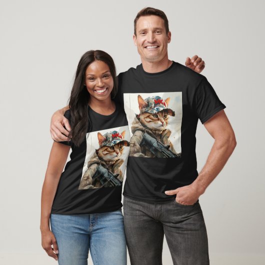 Cool MAGA Cat met Pistool en camouflage Schattige T-shirt (Unisex)