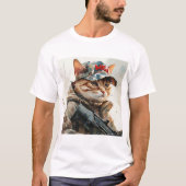 Cool MAGA Cat met Pistool en camouflage Schattige T-shirt (Voorkant)