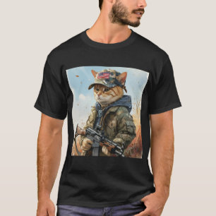 Cool MAGA Cat met Pistool en camouflage Schattige- T-shirt