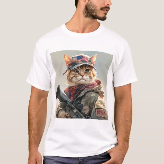 Cool MAGA Cat met Pistool en camouflage Schattige- T-shirt (Voorkant)