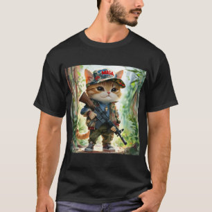 Cool MAGA Cat met Pistool en camouflage Schattige- T-shirt