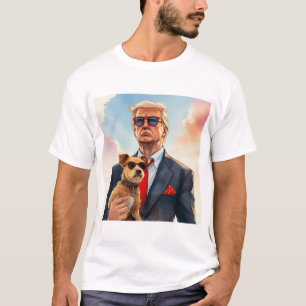 Cool MAGA Cat TRUMP Met een Hond Leuke Zonnebril T-shirt