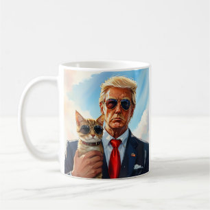 Cool MAGA Cat TRUMP Met een Kat Leuke Zonnebril Koffiemok