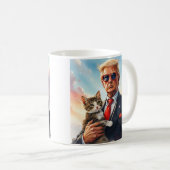 Cool MAGA Cat TRUMP Met een Kat Leuke Zonnebril Koffiemok (Voorkant rechts)