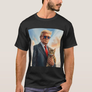 Cool MAGA Cat TRUMP Met een Kat Leuke Zonnebril T-shirt