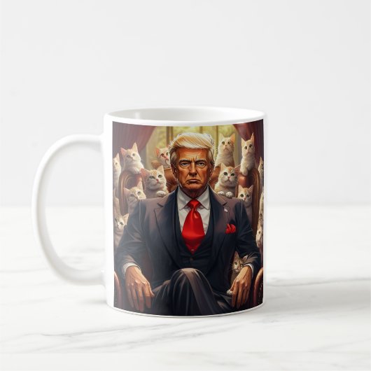 Cool MAGA Cat TRUMP omgeven door grappige KITTENS Koffiemok (Links)