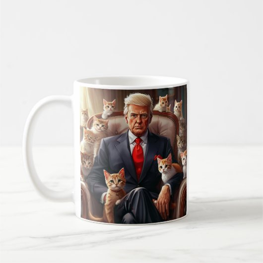 Cool MAGA Cat TRUMP omgeven door grappige KITTENS Koffiemok (Links)