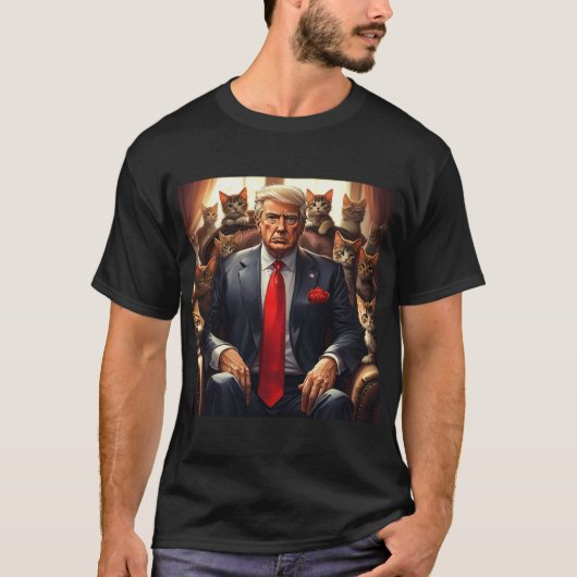 Cool MAGA Cat TRUMP omgeven door grappige KITTENS T-shirt (Voorkant)