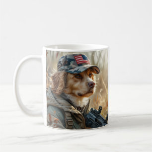 Cool MAGA Dog met Pistool en Camouflage Schattigee Koffiemok