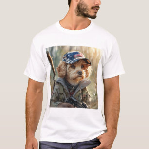 Cool MAGA Dog met Pistool en Camouflage Schattigee T-shirt