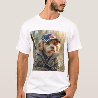 Cool MAGA Dog met Pistool en Camouflage Schattigee T-shirt