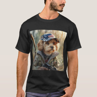 Cool MAGA Dog met Pistool en Camouflage Schattigee T-shirt