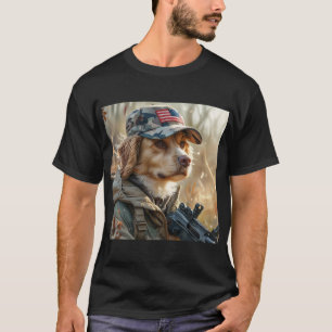 Cool MAGA Dog met Pistool en Camouflage Schattigee T-shirt