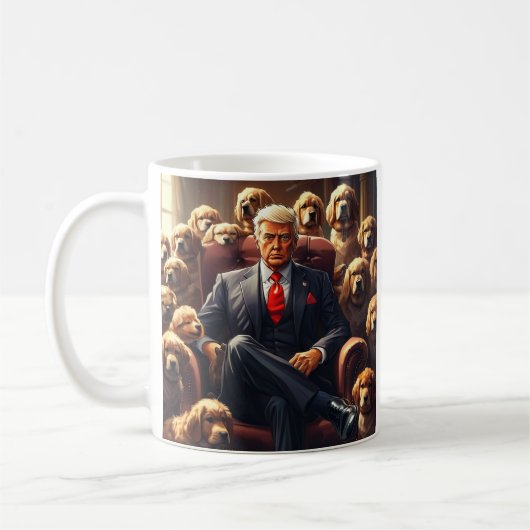 Cool MAGA Dog TRUMP omgeven door grappige honden Koffiemok (Links)