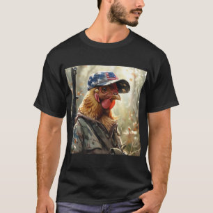 Cool MAGA Kip met Pistool Camouflage Pet Haan T-shirt