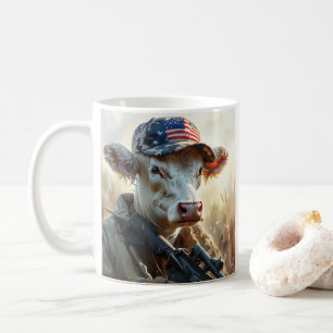 Cool MAGA Koe met Pistool en camouflage Schattige  Koffiemok