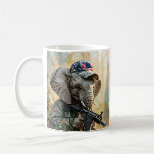 Cool MAGA olifant met Pistool & Camouflage AMERICA Koffiemok