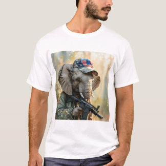 Cool MAGA olifant met Pistool & Camouflage AMERICA T-shirt