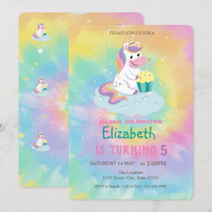 Cool Magical Unicorn Rainbow Tie Dye Birthday Kaart