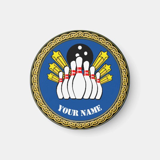 COOL! Magneet -Bowling- Aangepaste Bowler - Naam t (Voorkant)