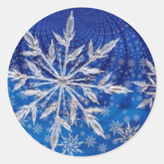 Cool Magnificant Glittering Blue Snowflake Ronde Sticker (Voorkant)
