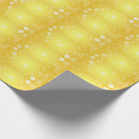 Cool Magnificant Kerstgeel Snowflake Cadeaupapier (Hoek)