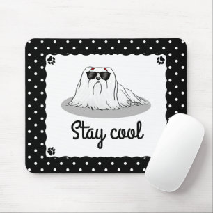 Cool Maltese hond met zonnebril Cute Funny Muismat