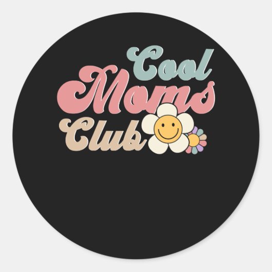 Cool Mam Club Groovy Retro Flower Moederdag Ret Ronde Sticker (Voorkant)