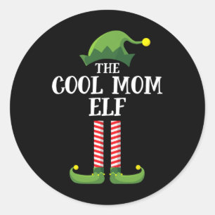 Cool mam Elf Matching Family Group kerstparty Ronde Sticker