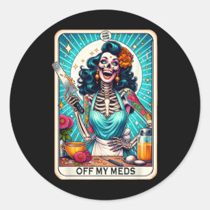 Cool Mama Club Tarot Kaart Skelet Halloween Ronde Sticker