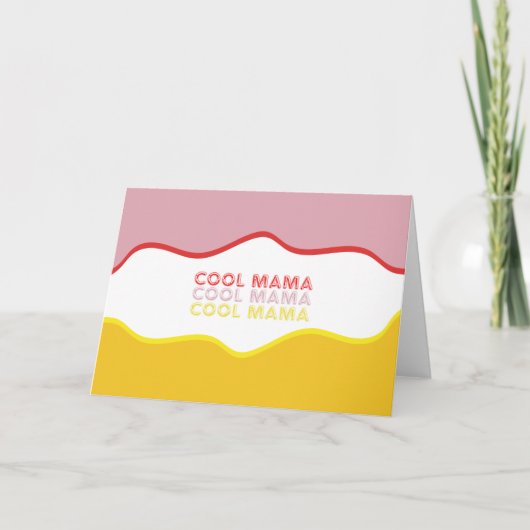 'Cool Mama' retro golven felgekleurd Feestdagen Kaart (Voorkant)