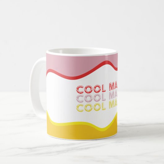 'Cool Mama' retro golven felgekleurd Koffiemok (Voorkant links)