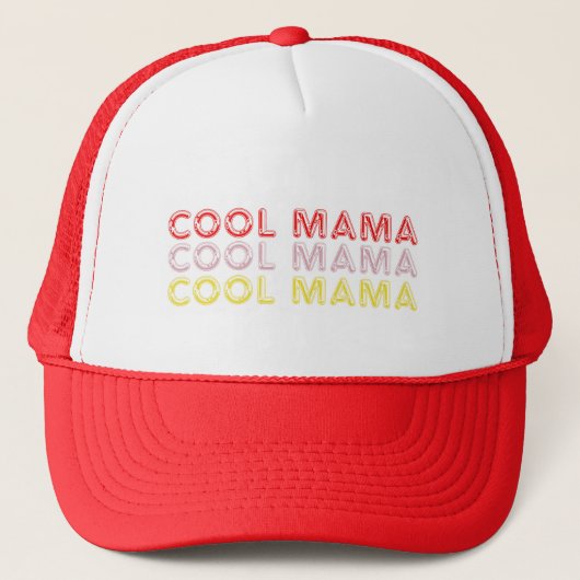 'Cool Mama' retro golven felgekleurd Trucker Pet (Voorkant)