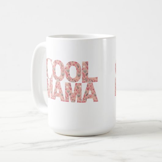 Cool Mama Typography Hearts Koffiemok (Voorkant links)